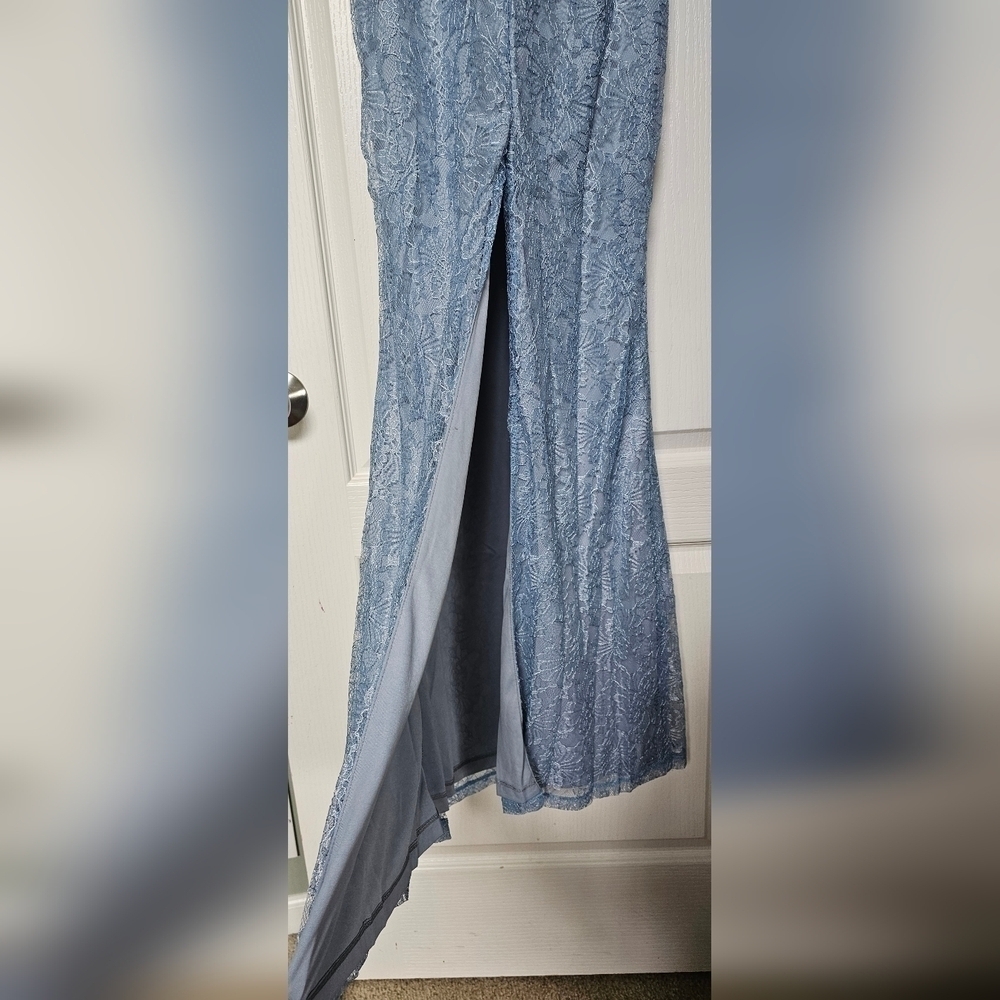 Lulus Bliss Delight Light Blue Lace Flutter Sleeve Maxi Dress, Size XS - Picture 10 of 14